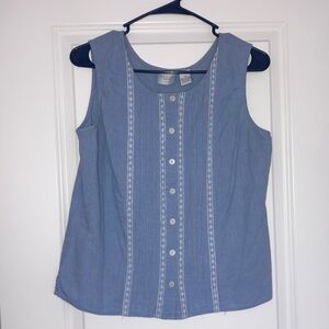 Casual Blue Button-Down Blouse